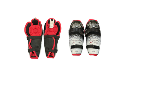 Vist Large View of Product Image Which is Used Bauer BAUER VAPOR X SELECT Junior Shin Guards Black And White 10"