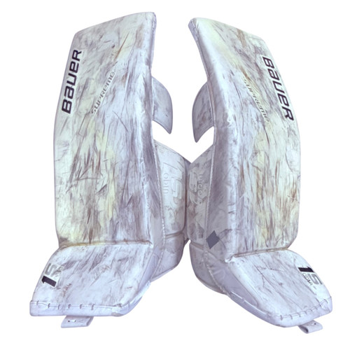 Vist Large View of Product Image Which is Used Bauer 1S OD1N Goalie Leg Pads Senior White 37"
