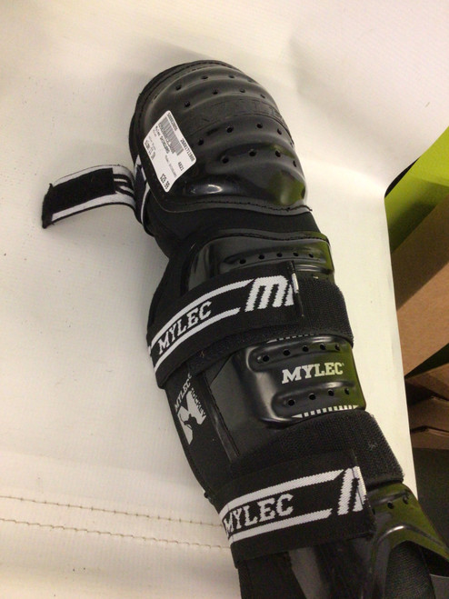 Vist Large View of Product Image Which is Used Mylec SHINGUARD Junior Shin Guards Black 11"