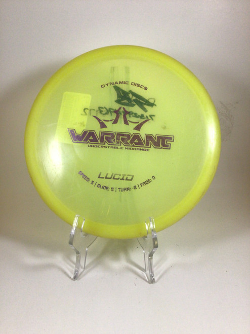 Vist Large View of Product Image Which is Used Dynamic Discs LUCID WARRANT Disc Golf Mid Range Yellow 179g