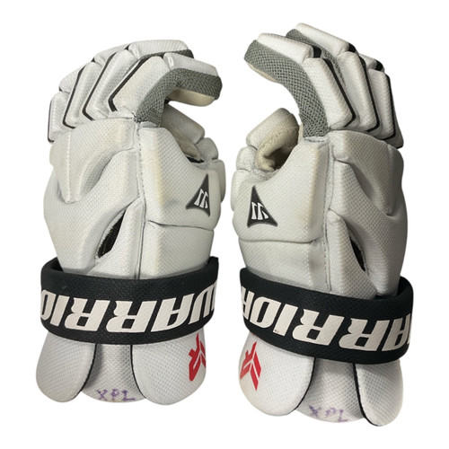 Vist Large View of Product Image Which is Used Warrior RABIL NEXT Lacrosse Gloves Mens White 13"