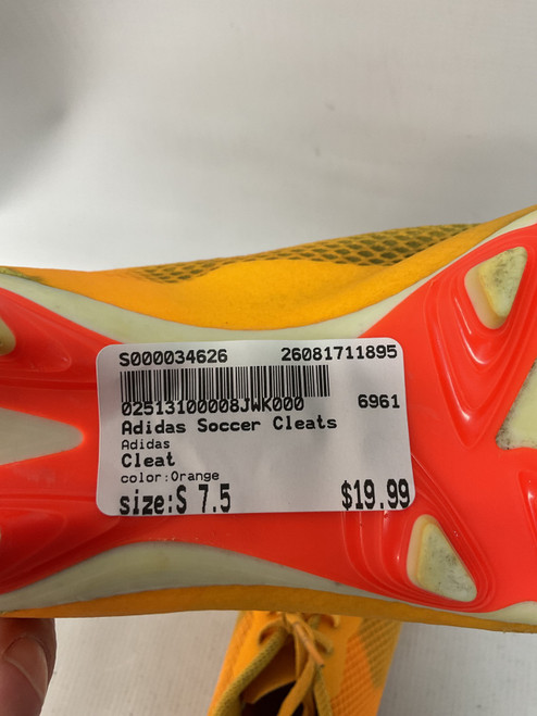 Vist Large View of Product Image Which is Used Adidas Soccer Cleats Orange Senior 7.5