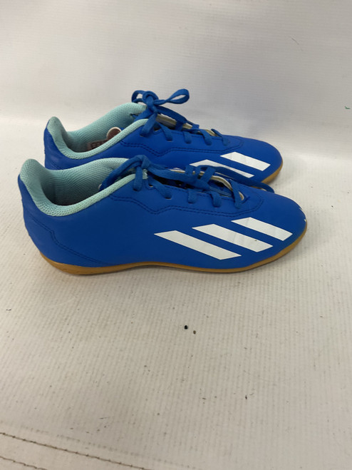 Vist Large View of Product Image Which is Used Adidas Soccer Indoor Shoes Royal Blue Junior 03.5