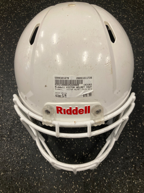 Vist Large View of Product Image Which is Used Riddell VICTOR HELMET YOUTH 2019 FB Helmet White S/M