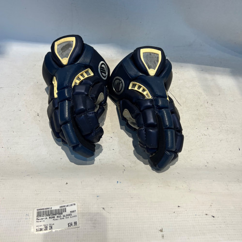 Vist Large View of Product Image Which is Used Maverik ROME RX3 GLOVES Lacrosse Gloves Mens Navy Blue 20"