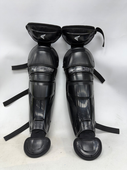 Vist Large View of Product Image Which is Used Easton JEN SCHRO THE VERY BEST Catchers Leg Guards Black Medium-14"