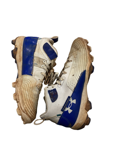 Vist Large View of Product Image Which is Used Under Armour YARD NAVY BASEBALL CLEATS BB/SB Cleats White/Black/Royal Youth 06.0