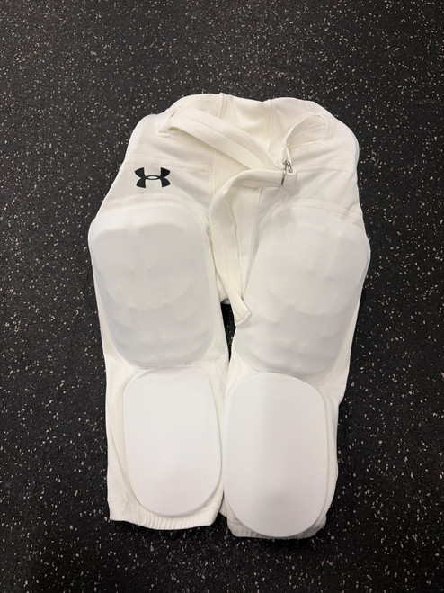 Vist Large View of Product Image Which is Used Under Armour Youth FB Integrated Pants White SM