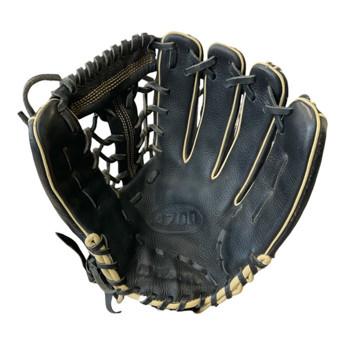 Vist Large View of Product Image Which is Used Wilson A700 BB/SB Glove RH Throw Black 12"