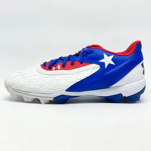 Vist Large View of Product Image Which is Used Under Armour LEADOFF LOW TX BB/SB Cleats White/Royal/Red Senior 11