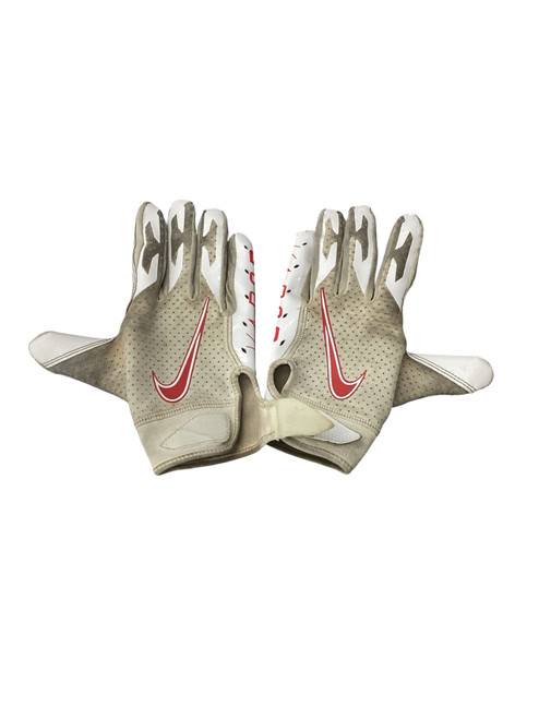Vist Large View of Product Image Which is Used Nike VAPOR YTH L FB Gloves Red And White LG