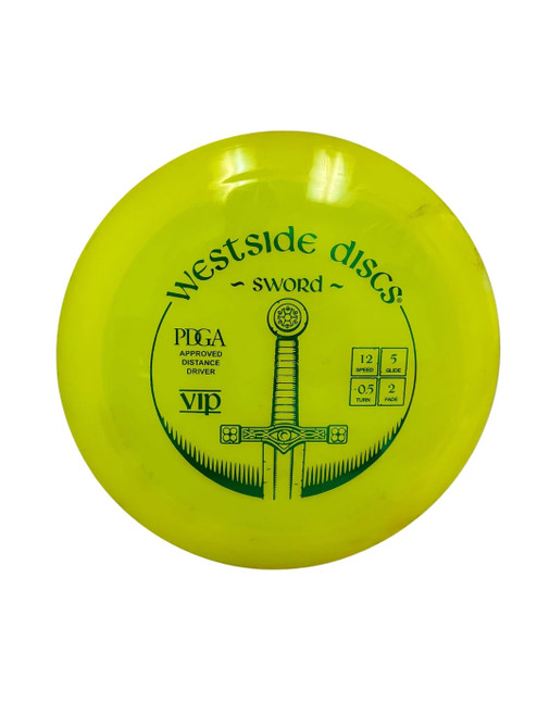 Vist Large View of Product Image Which is Used Westside VIP Sword 170g Disc Golf Driver Yellow 