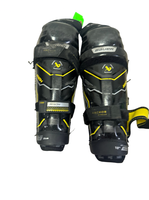 Vist Large View of Product Image Which is Used Bauer Supreme MACH Youth Hockey Shin Guards Black 10"