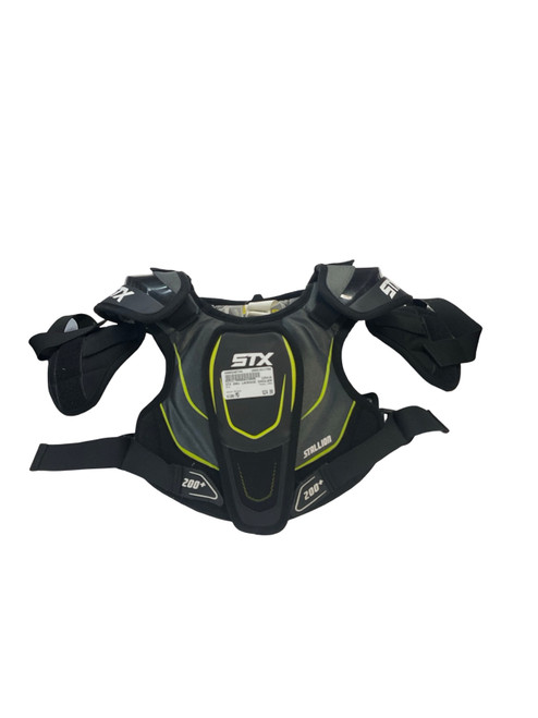 Vist Large View of Product Image Which is Used STX 200+ Lacrosse Shoulder Pads Black MD