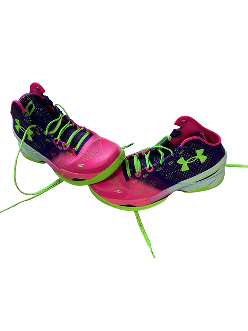 Vist Large View of Product Image Which is Used Under Armour CURRY 2 RETRO 2022 NRTHERN LIGHTS Basketball Shoes M Pink Senior 8