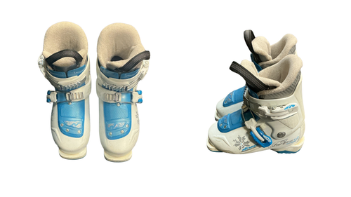 Vist Large View of Product Image Which is Used Nordica FIRE ARROW TEAM 2 Girls DH Ski Boot Carolina Blue And White 195 MP - Y13