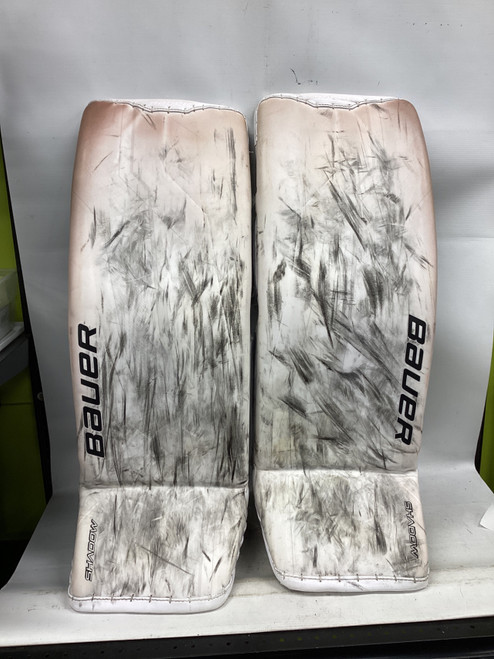 Vist Large View of Product Image Which is Used Bauer SUPREME SHADOW Goalie Leg Pads Senior White 34"