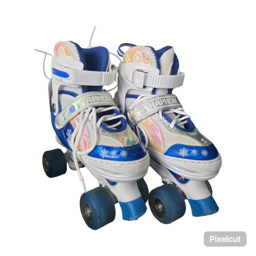 Vist Large View of Product Image Which is Used HAPHOM ADJ QUAD SKATES 4-7 Junior Roller Quad Skates Royal Blue Adjustable
