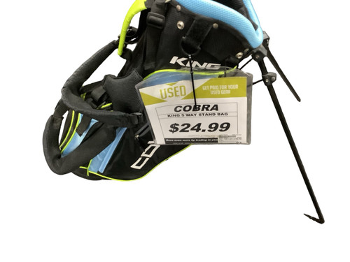 Vist Large View of Product Image Which is Used Cobra KING 5 WAY STAND BAG Jr Stand Bag Black And Carolina Blue