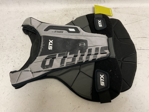 Vist Large View of Product Image Which is Used STX SHIELD 400 LAX Goalie Chest Y Black And Grey Junior