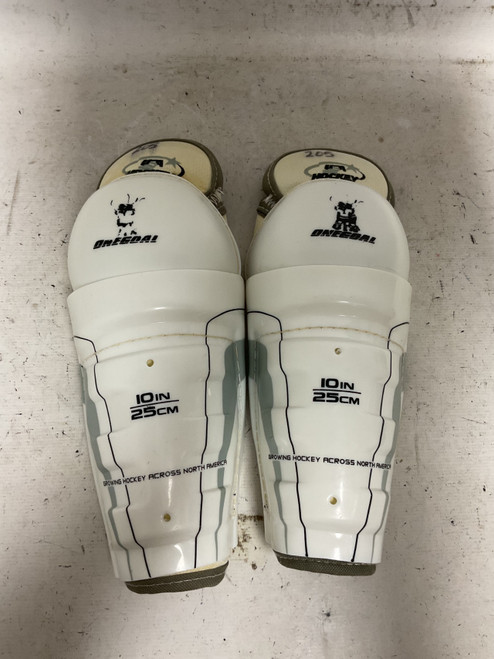 Vist Large View of Product Image Which is Used USA Hockey ONE GOAL Junior Shin Guards White 10"