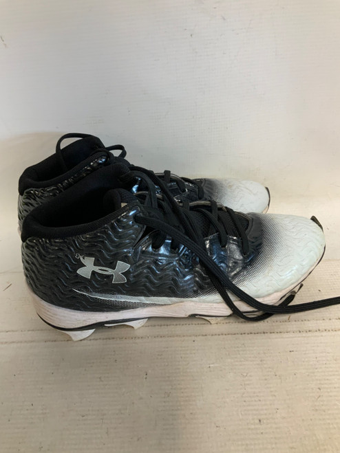 Vist Large View of Product Image Which is Used Under Armour Adult FB Cleats Black And White Senior 6.5