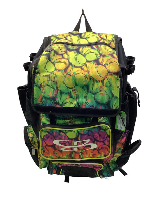 Vist Large View of Product Image Which is Used BoomBah 4 BAT MULTI COLOR BACKPACK BB/SB Player Backpack Lime And Black