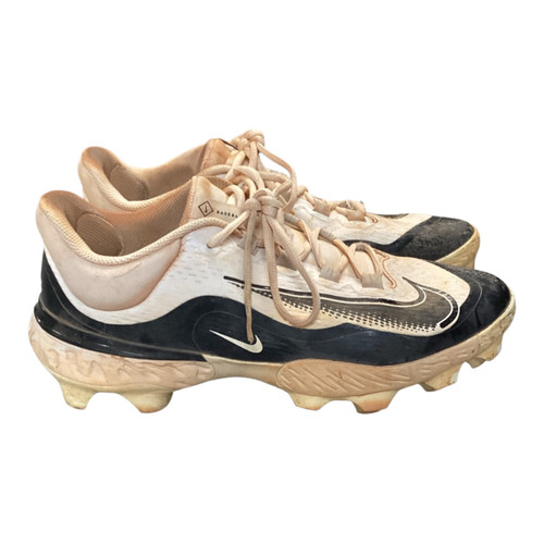 Vist Large View of Product Image Which is Used Nike REACT 10 BLK/WHT BB/SB Cleats Black And White Senior 10