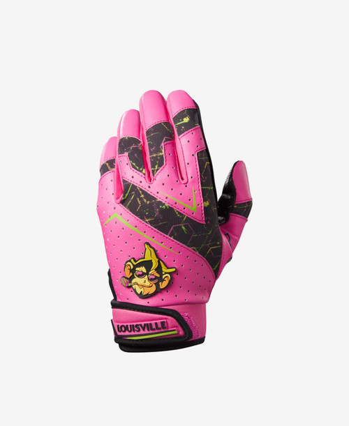 Vist Large View of Product Image Which is Louisville Slugger Party Animals Batting Gloves, Black/Pink