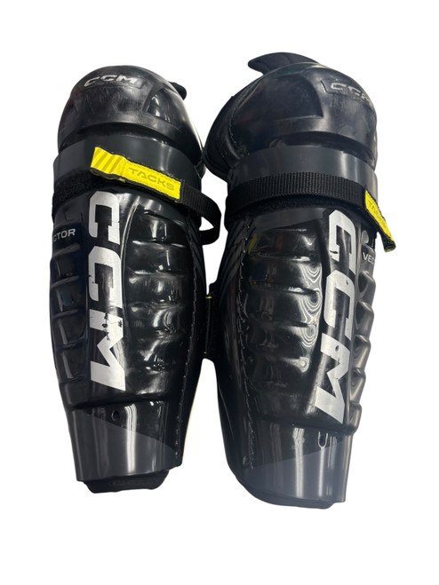 Vist Large View of Product Image Which is Used CCM TACKS VECTOR SHINS Junior Shin Guards Black 11"