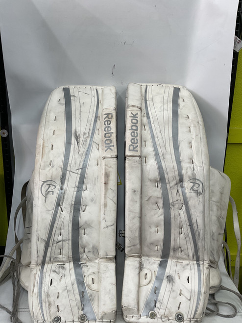 Vist Large View of Product Image Which is Used Reebok FLEX CORE 36+1 Goalie Leg Pads Senior White 36"