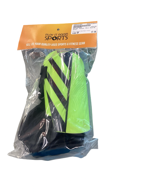 Vist Large View of Product Image Which is Used Adidas Soccer Shin Guards Junior Black And Neon Green SM