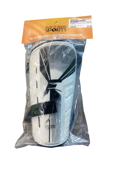 Vist Large View of Product Image Which is Used Franklin Soccer Shin Guards Adult Black And White LG