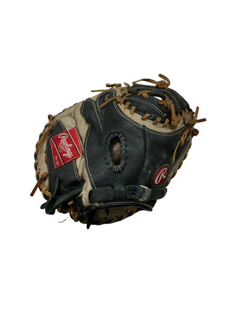 Vist Large View of Product Image Which is Used Rawlings CATCHERS MITT BB/SB Catchers RH Throw Black 30"