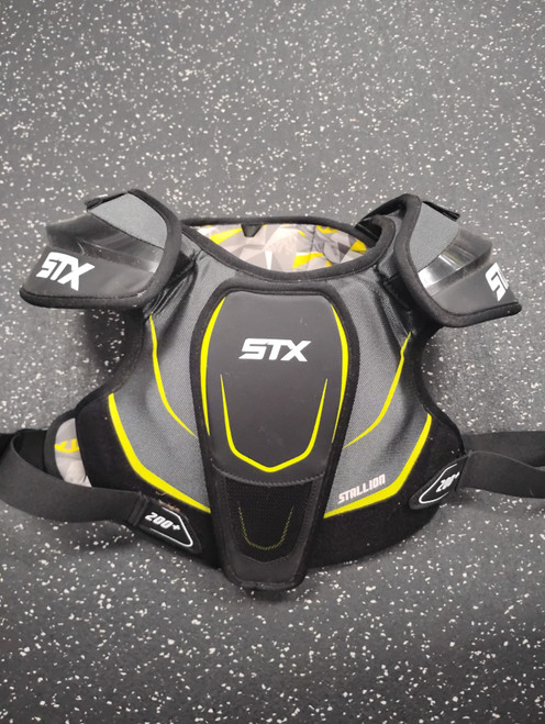 Vist Large View of Product Image Which is Used STX STALLION 200+ Lacrosse Shoulder Pads Grey Senior