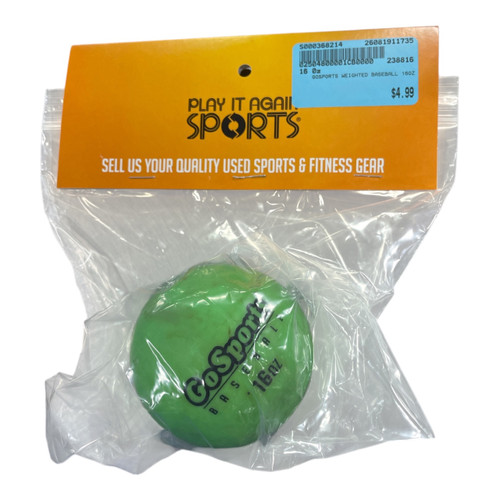 Vist Large View of Product Image Which is Used GoSports Weighted Baseball 16 oz BB/SB Training Aid Green (In Package), package view