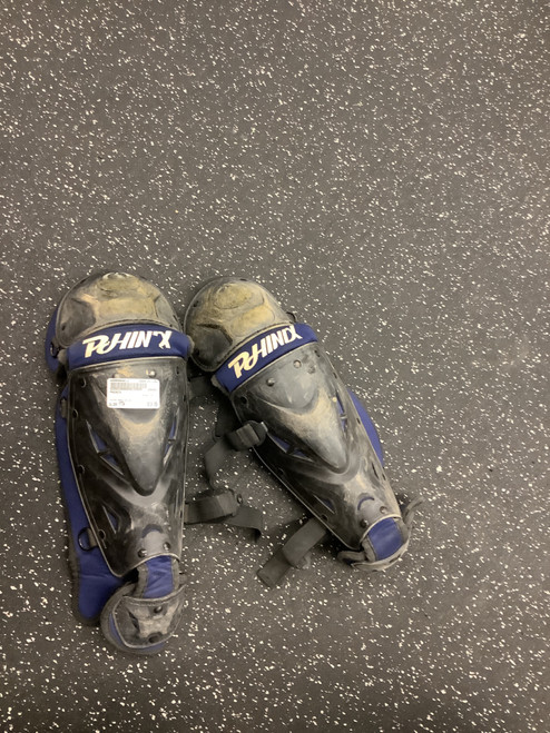 Vist Large View of Product Image Which is Used PHINIX Catchers Leg Guards Navy Blue Youth