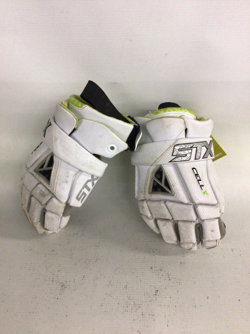 Vist Large View of Product Image Which is Used STX CELL Lacrosse Gloves Mens White LG