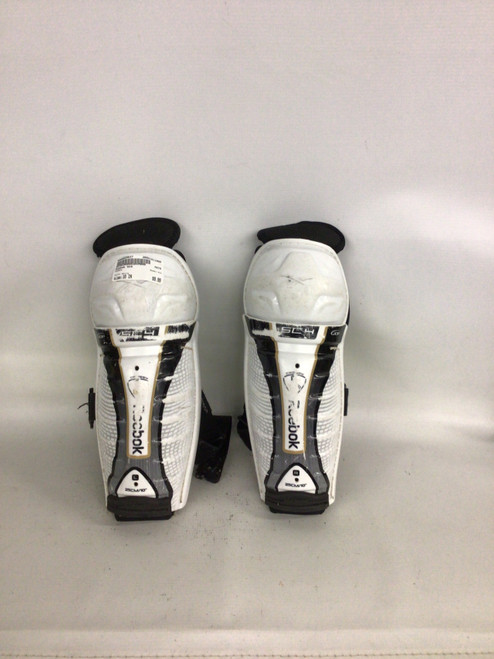 Vist Large View of Product Image Which is Used Reebok SC4 Junior Shin Guards White 10"