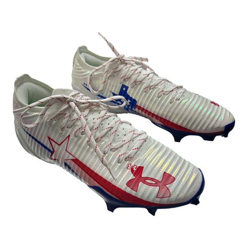 Vist Large View of Product Image Which is Used Under Armour Adult FB Cleats White/Royal/Red Senior 11