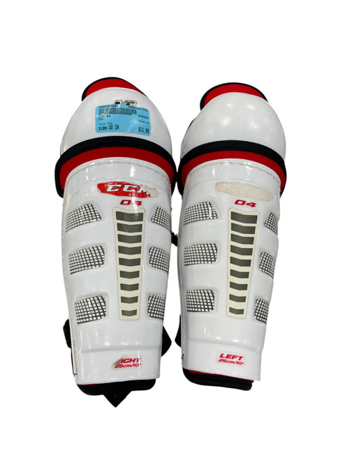 Vist Large View of Product Image Which is Used CCM 04 Youth Shin Guards Red 10"