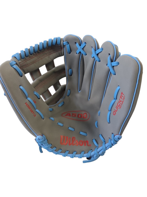 Vist Large View of Product Image Which is Used Wilson A500 BB/SB Glove RH Throw Grey 12"