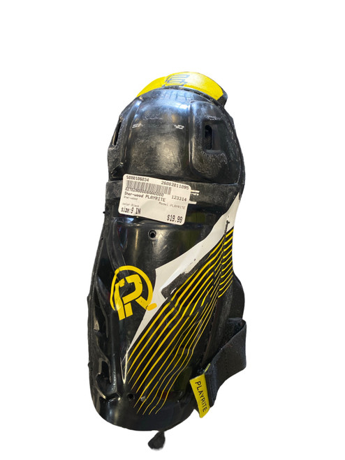 Vist Large View of Product Image Which is Used Sher-wood PLAYRITE Youth Shin Guards Black 9"