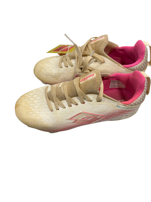 Vist Large View of Product Image Which is Used Lotto Soccer Cleats Pink And White Youth 13.0