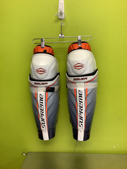 Vist Large View of Product Image Which is Used Bauer ONE60 Senior Shin Guards White 15"
