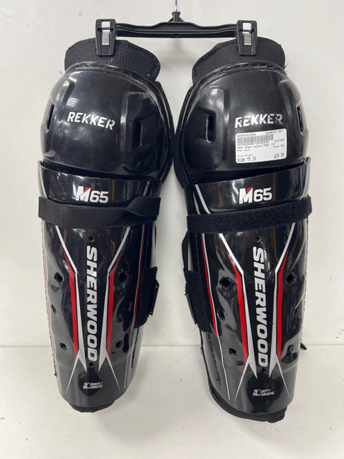 Vist Large View of Product Image Which is Used Sher-wood M65 Senior Shin Guards Black 15"