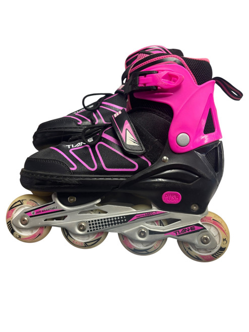 Vist Large View of Product Image Which is Used TIAN-E ROLLER BLADES Senior Rec Fitness Skates Pink Adjustable