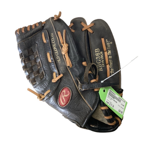 Vist Large View of Product Image Which is Used Rawlings RBG36B BB/SB Glove RH Throw Black 12 1/2"