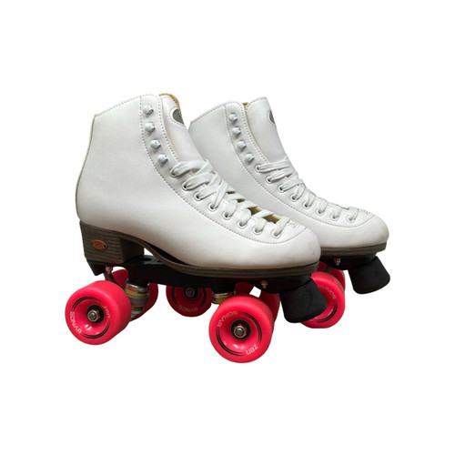 Vist Large View of Product Image Which is Used Riedell QUAD Senior Roller Quad Skates White Senior 7