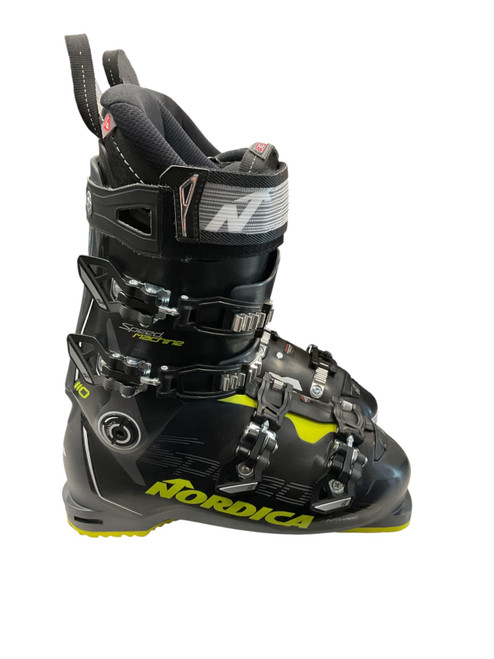 Vist Large View of Product Image Which is Used Nordica SPEED MACHINE Mens DH Ski Boot Black And Yellow 270 MP - M09 - W10